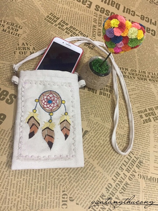 Túi vải bố vintage thêu tay dreamcatcher